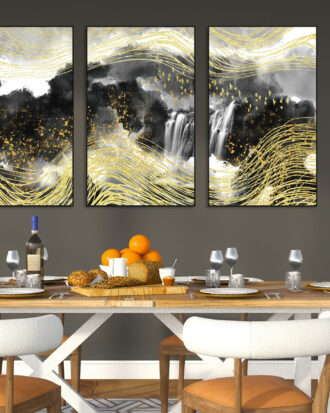 STYLISH ABSTRACT CANVAS PRINT WITH SLEEK BLACK FRAME-115532-A