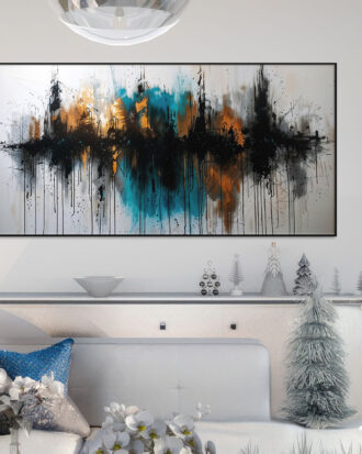 GRACEFUL ABSTRACT CANVAS PRINT SLEEK BLACK FRAME-115555-A