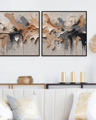 GRACEFUL ABSTRACT CANVAS PRINT SLEEK BLACK FRAME-115588-B