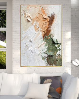 SUBTLE ABSTRACT CANVAS PRINT SLEEK GOLD FRAME-115540-A