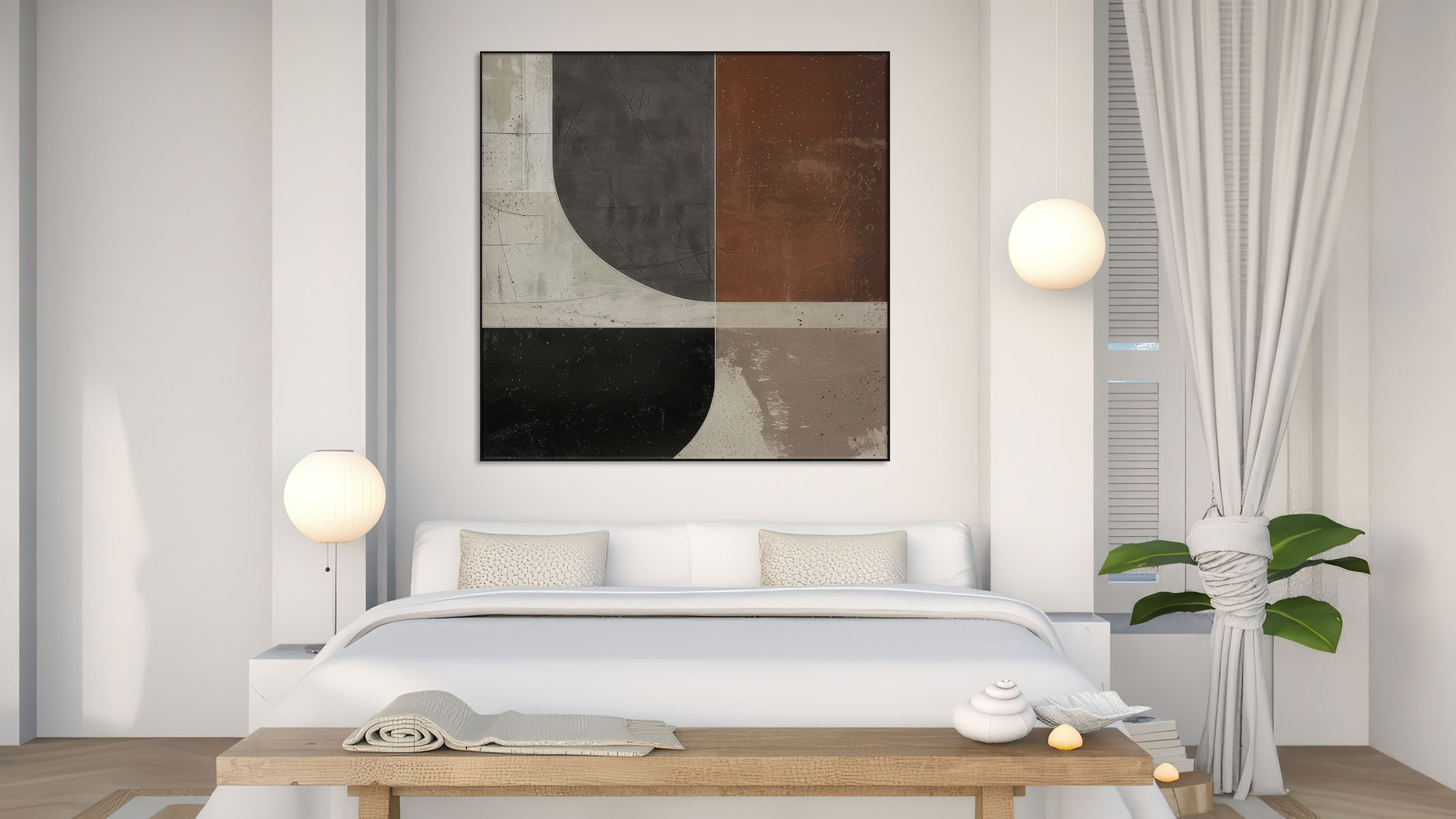 ELEGANT ABSTRACT CANVAS PRINT SLEEK BLACK FRAME-115583-B