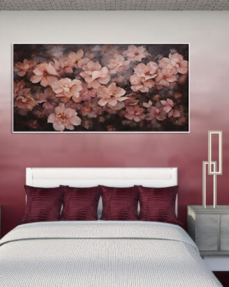 ABSTRACT ART FLOWER PRINT WITH SLEEK WHITE FRAME-116603-A