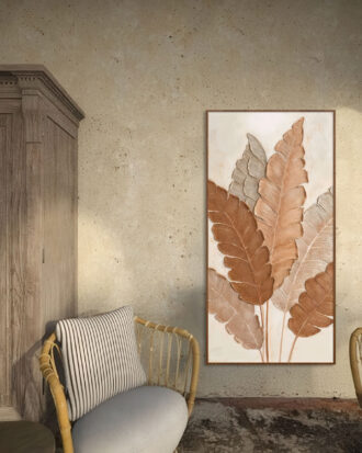 TEXTURED LEAF ABSTRACT ART PRINT WOOD FINISH FRAME-116616-A