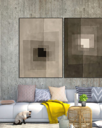 SUBTLE ABSTRACT CANVAS PRINT SLEEK BLACK FRAME-116615-A