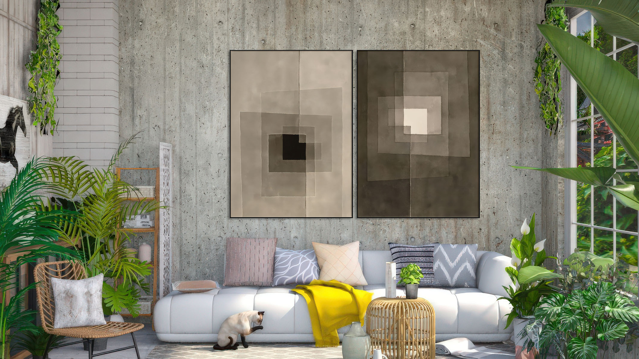SUBTLE ABSTRACT CANVAS PRINT SLEEK BLACK FRAME-116615-A