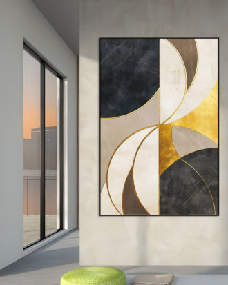 TRENDY ABSTRACT CANVAS PRINT SLEEK BLACK FRAME-116617-A