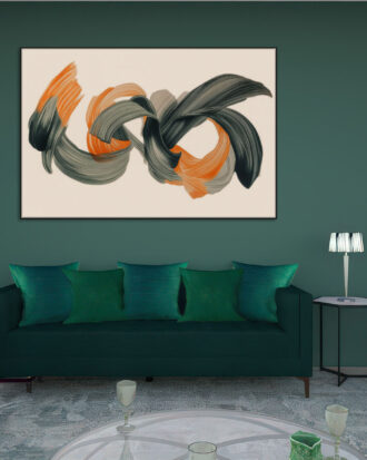 GRACEFUL ABSTRACT CANVAS PRINT SLEEK BLACK FRAME-116606-A