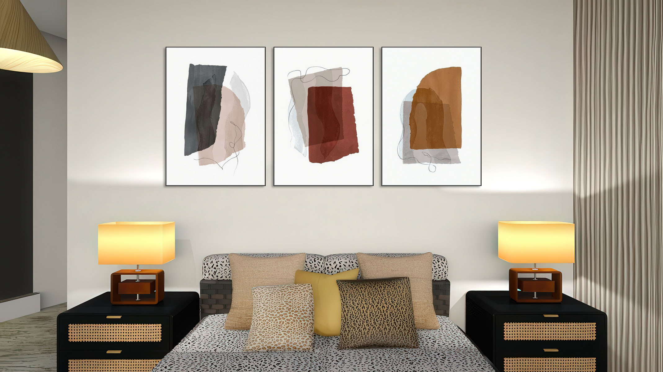 PREMIUM ABSTRACT CANVAS ART SLEEK BLACK FRAME-116609-A