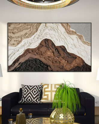 TEXTURED ABSTRACT ART PRINT SLEEK BLACK FRAME-116611-A