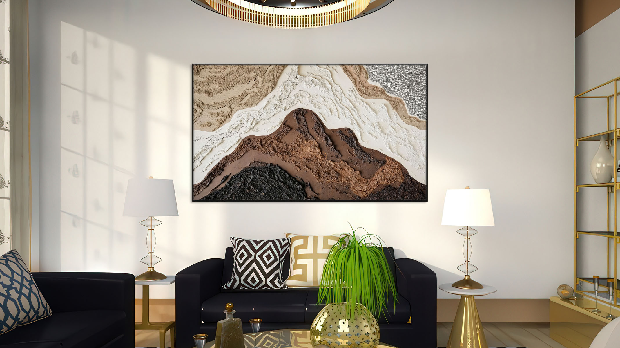 TEXTURED ABSTRACT ART PRINT SLEEK BLACK FRAME-116611-A