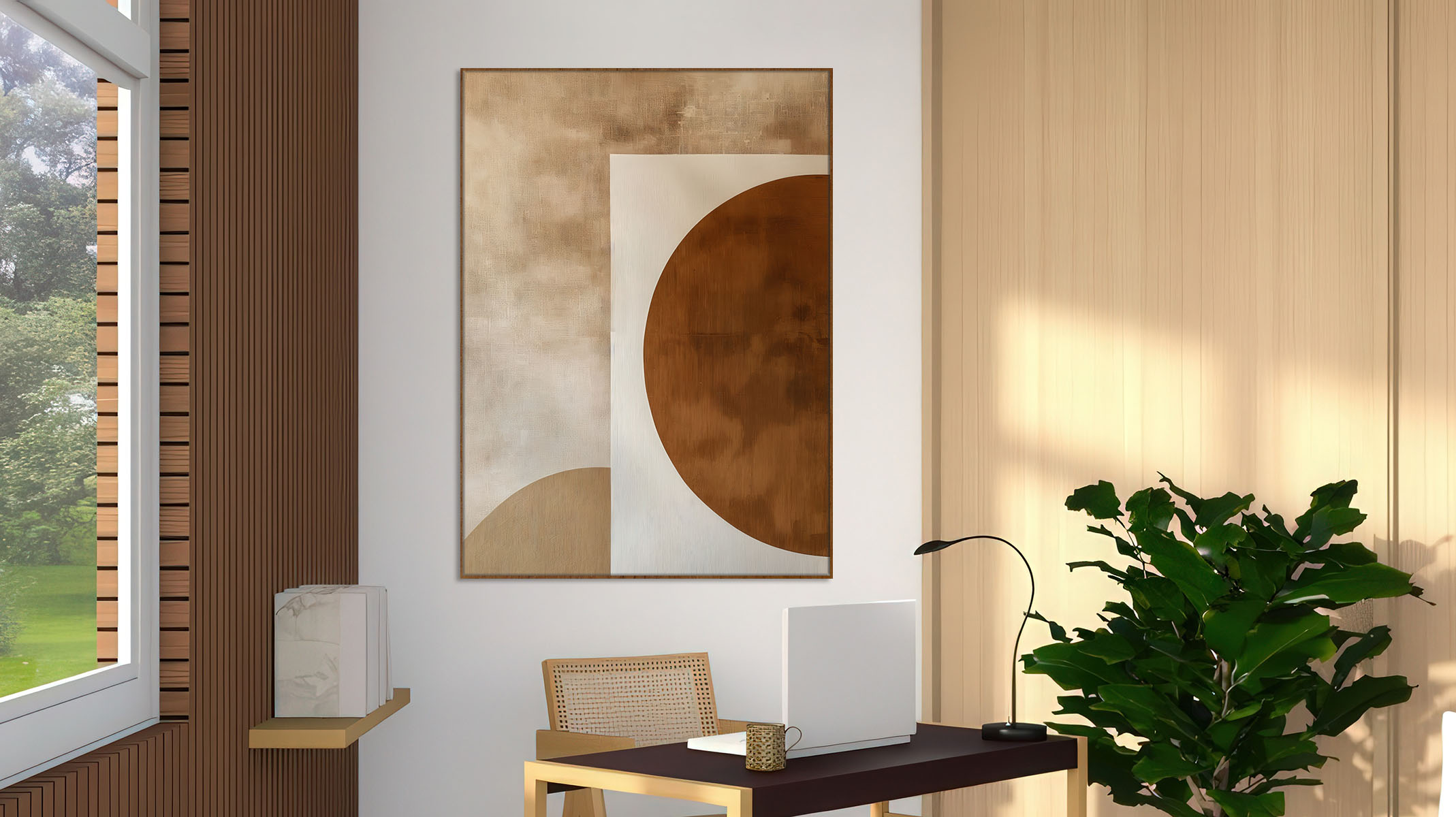 STUNNING ABSTRACT CANVAS PRINT SLEEK WOOD FINISH FRAME-116618-A