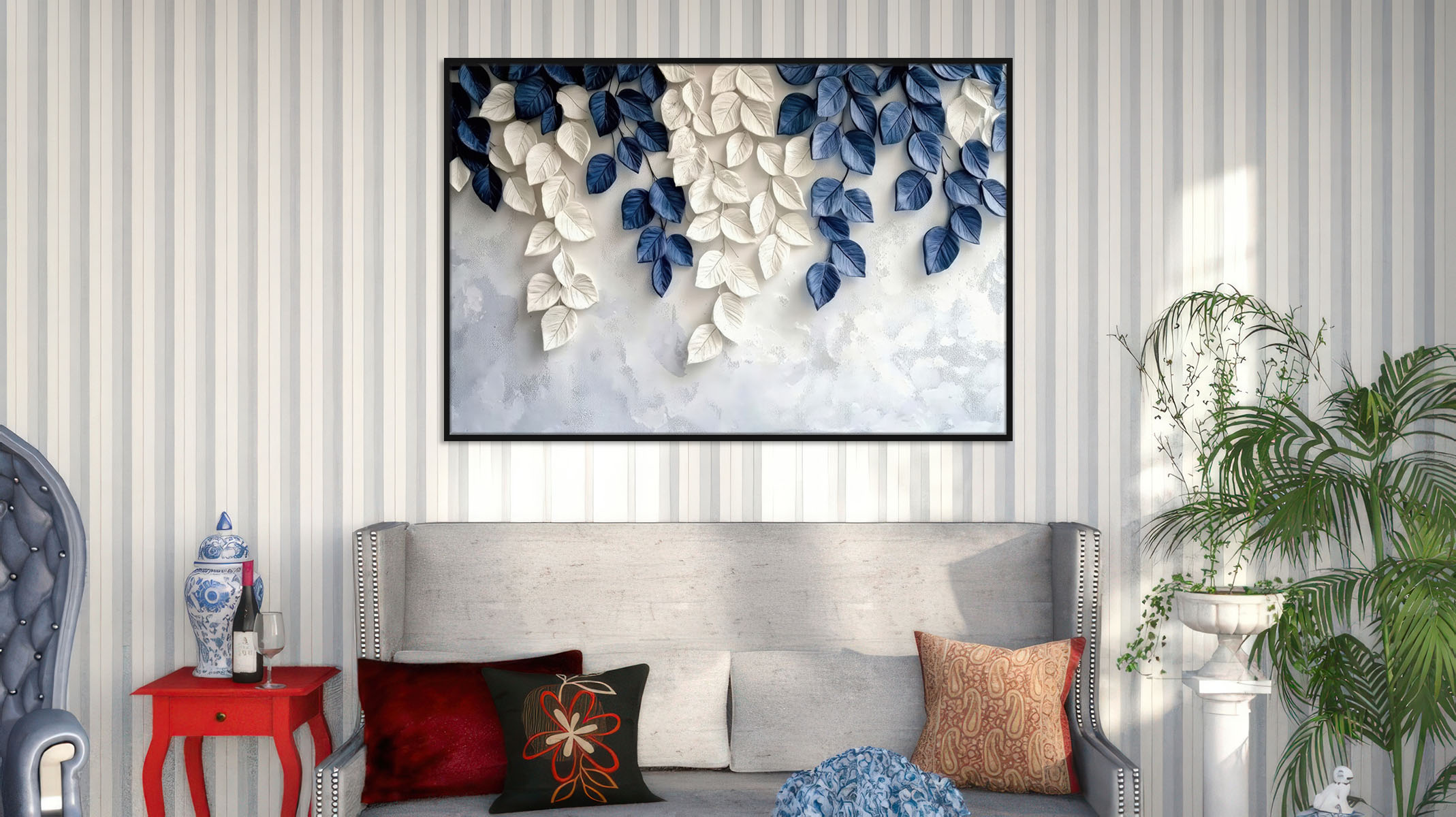 FLAWLESS ABSTRACT CANVAS ART SLEEK BLACK FRAME-116619-A