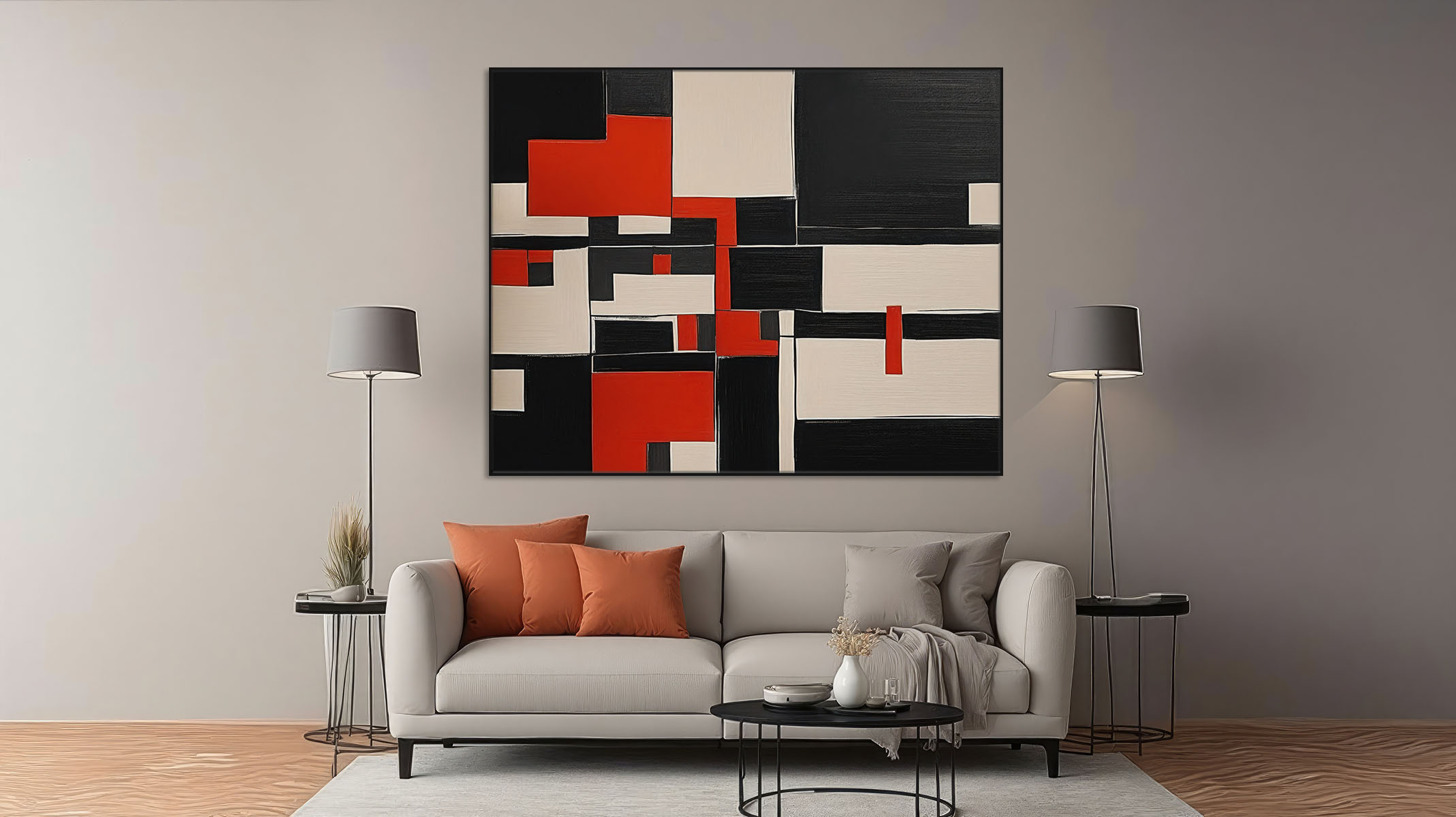 STRIKING ABSTRACT ART CANVAS SLEEK BLACK FRAME-116625-A