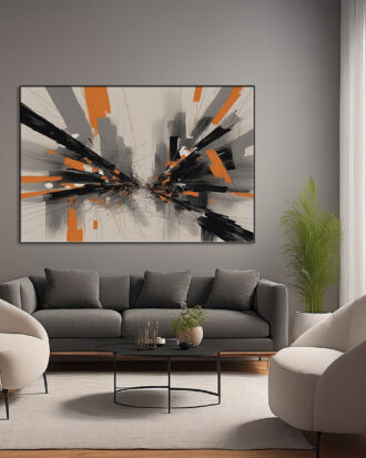 TRENDY ABSTRACT ART CANVAS SLEEK BLACK FRAME-116626-A