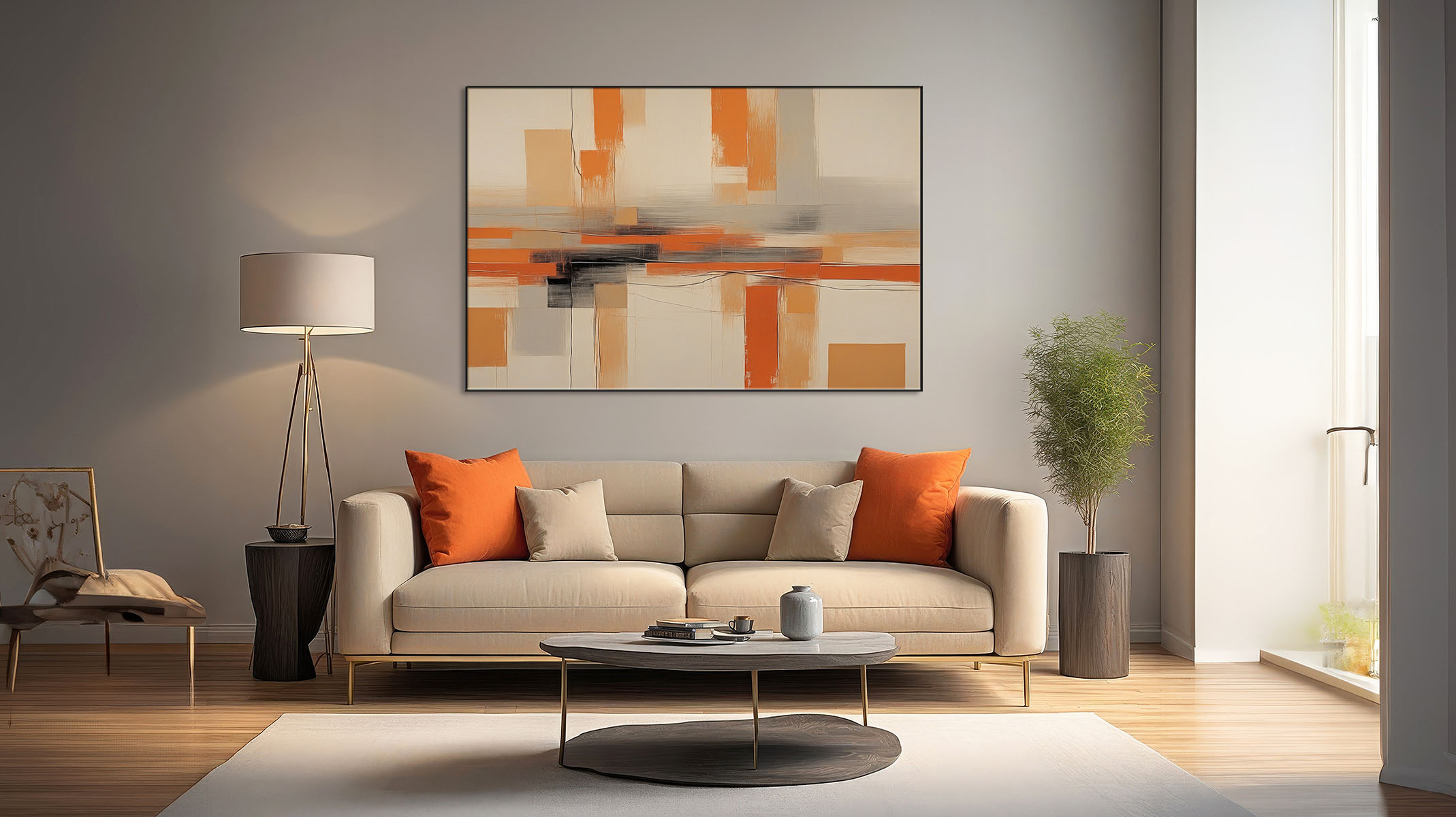 ELEGANCE ABSTRACT CANVAS PRINT SLEEK BLACK FRAME-116627-A