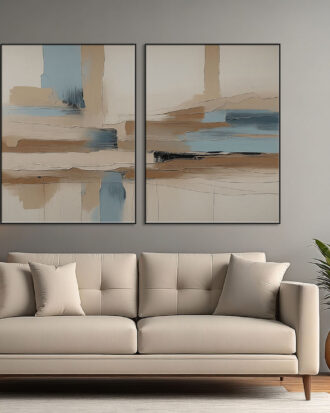 UNIQUE ABSTRACT ART ON CANVAS SLEEK BLACK FRAME-116628-A