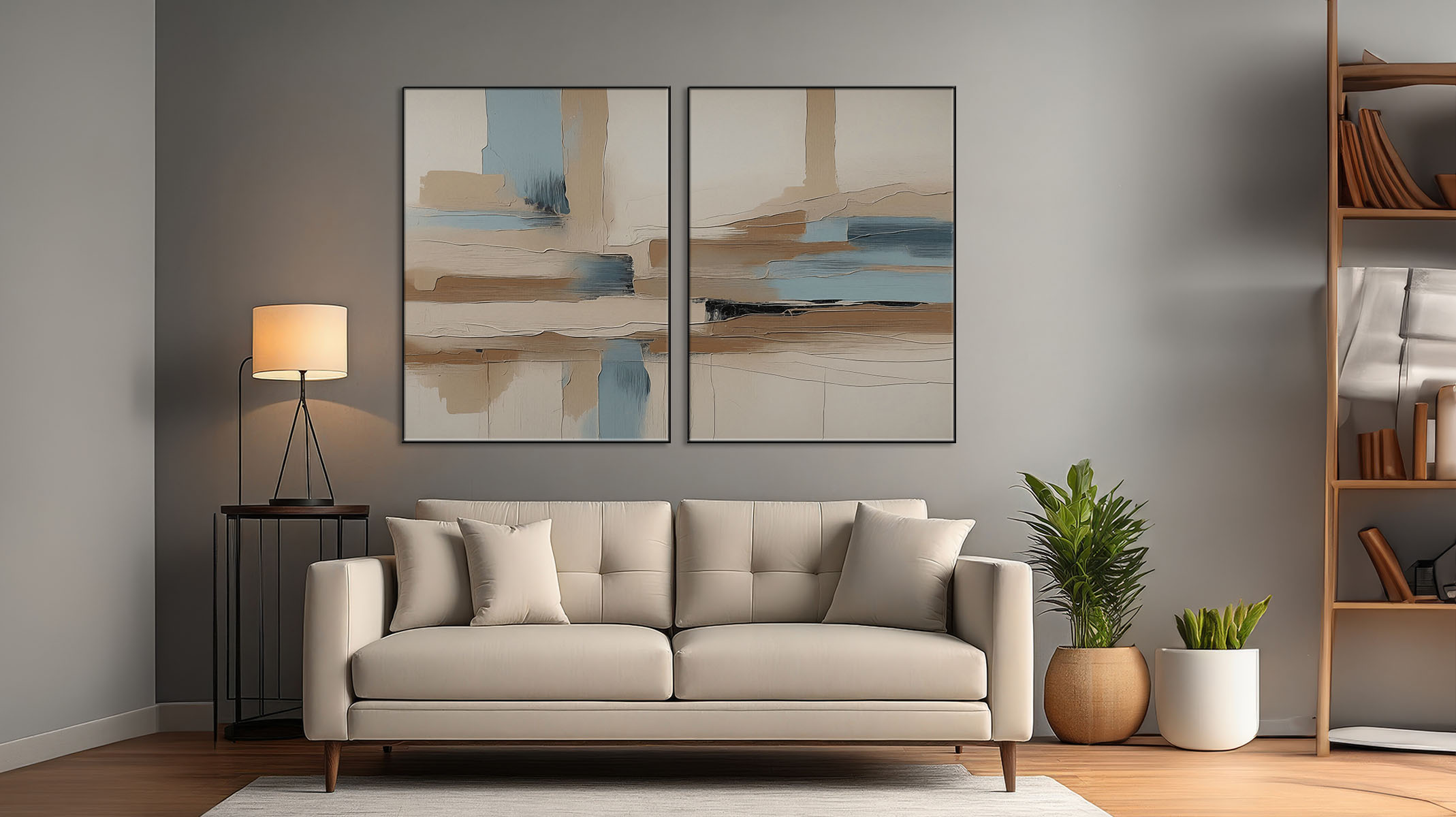 UNIQUE ABSTRACT ART ON CANVAS SLEEK BLACK FRAME-116628-A