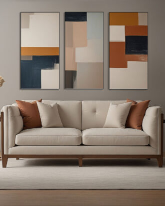 SUBTLE ABSTRACT ART ON CANVAS SLEEK BLACK FRAME-116631-A