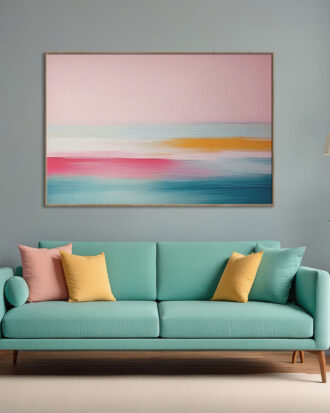SOFT COLORED ABSTRACT ART SLEEK WOOD FINISH FRAME-116632-A