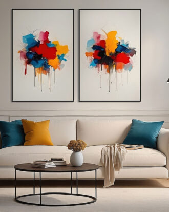EYE CATCHING ABSTRACT ART ON CANVAS SLEEK BLACK FRAME-116635-A
