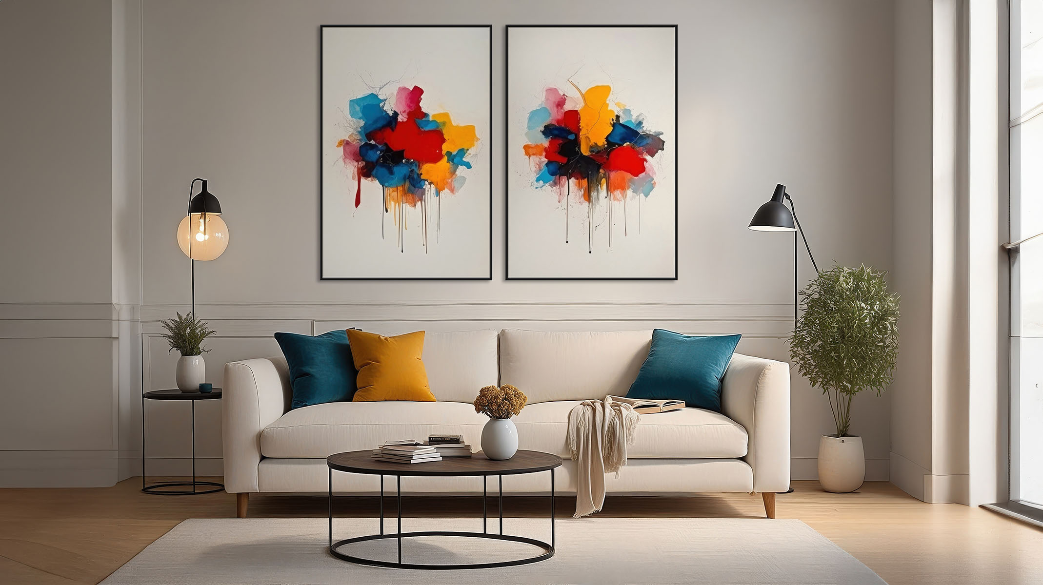 EYE CATCHING ABSTRACT ART ON CANVAS SLEEK BLACK FRAME-116635-A