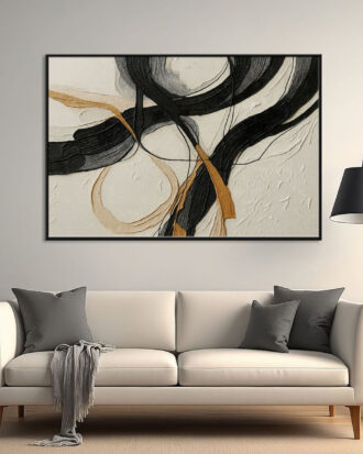 MINIMAL ABSTRACT CANVAS ART SLEEK BLACK FRAME-116636-A