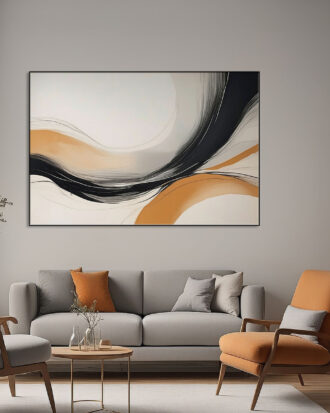 CHARMING ABSTRACT CANVAS ART SLEEK BLACK FRAME-116638-A