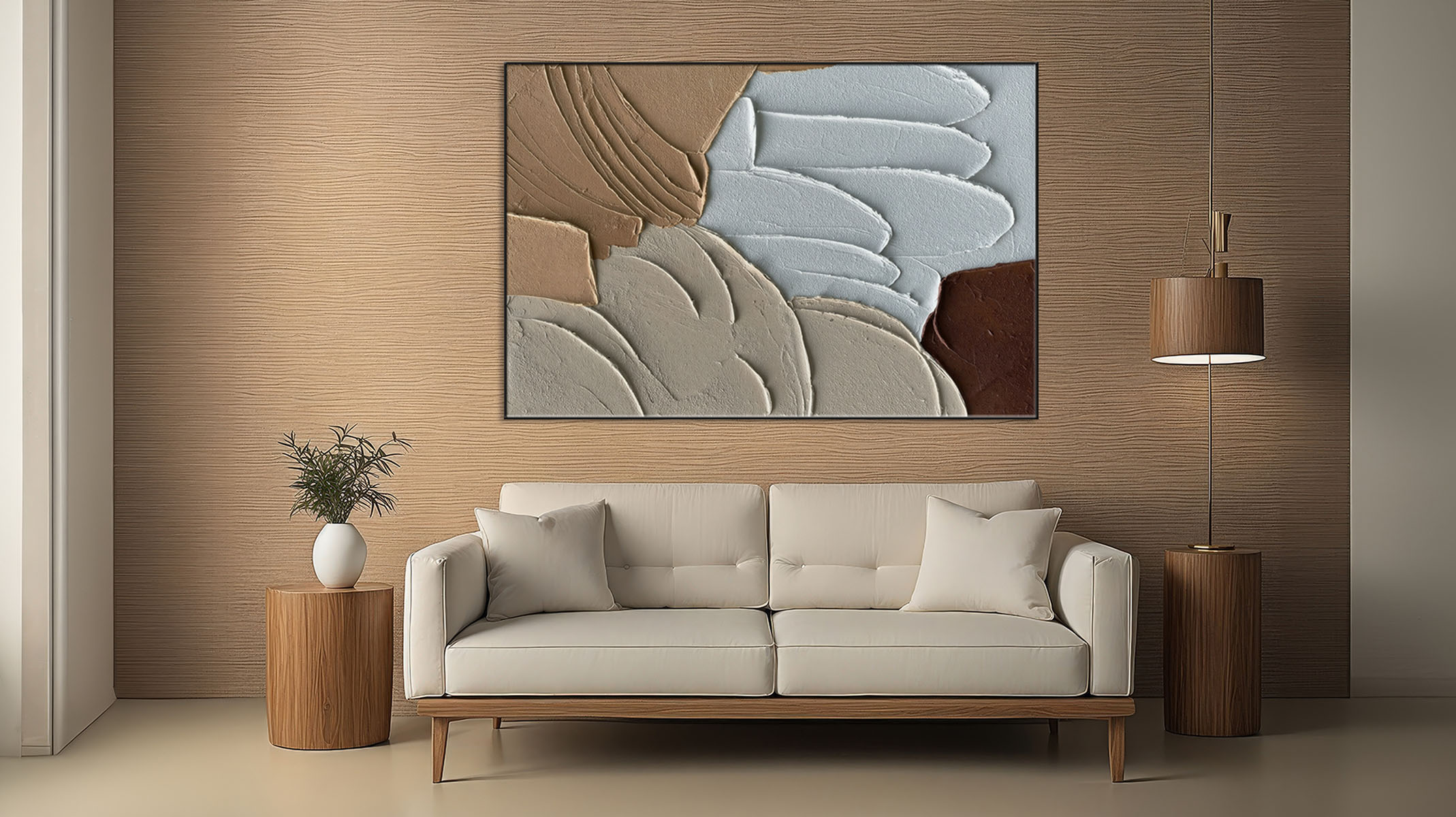 TEXTURED ABSTRACT ART ON CANVAS SLEEK BLACK FRAME-116639-A