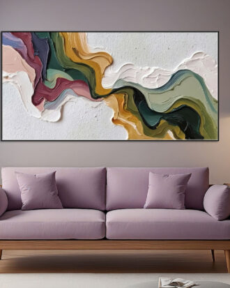 EXCELLENT ABSTRACT ART ON CANVAS SLEEK BLACK FRAME-116641-A