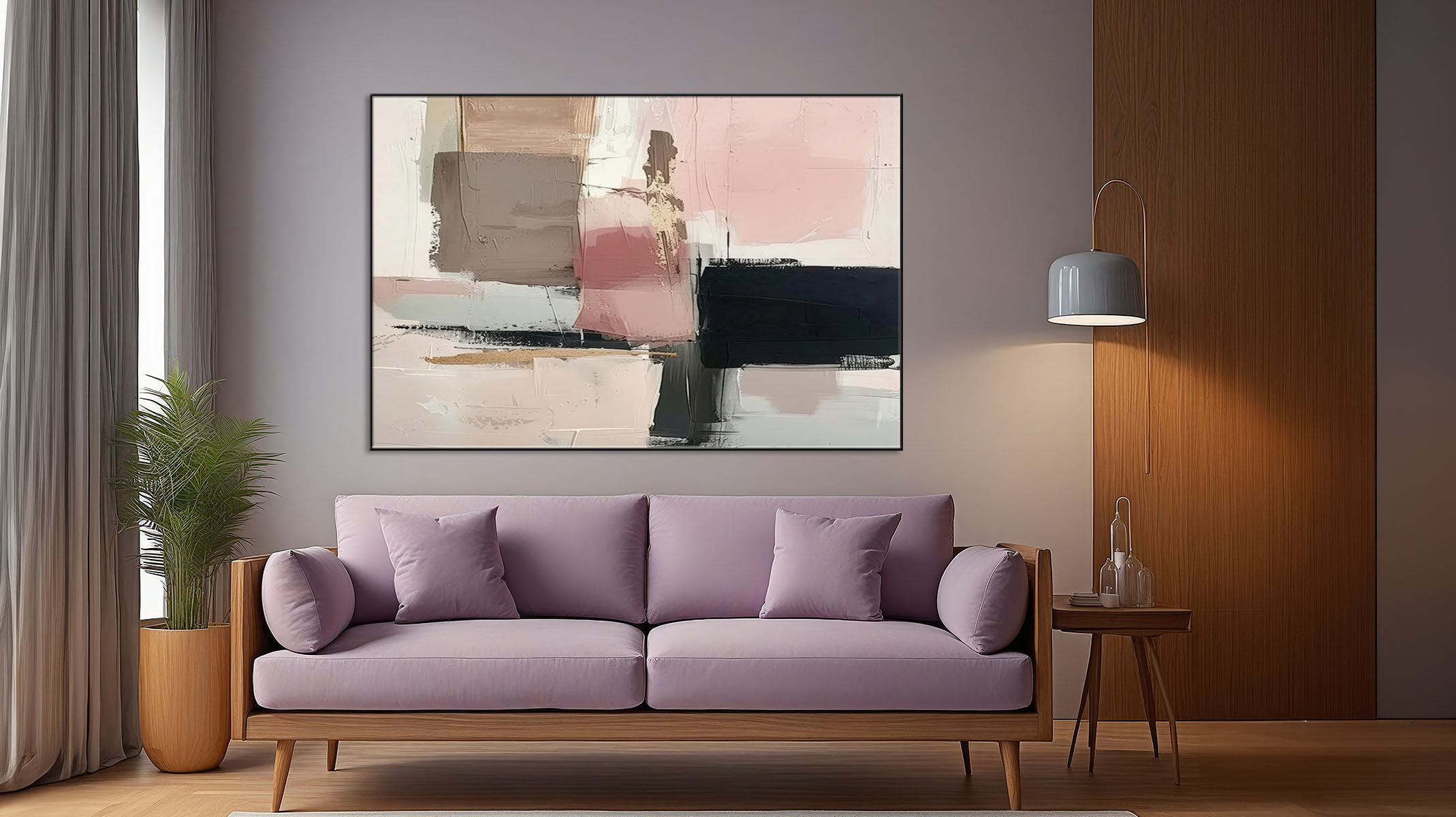 PREMIUM ABSTRACT ART ON CANVAS SLEEK BLACK FRAME-116641-B