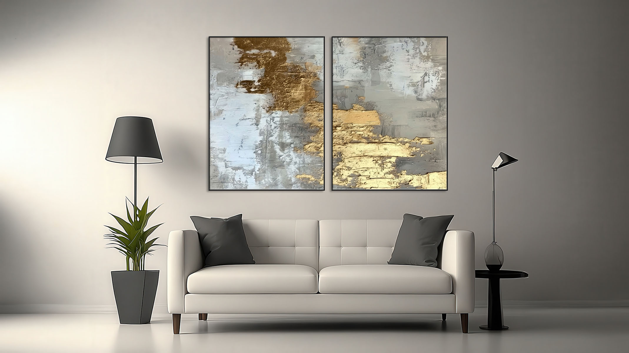 ELEGANT ABSTRACT ART ON CANVAS SLEEK BLACK FRAME-116643-A