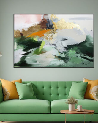 STUNNING ABSTRACT ART ON CANVAS SLEEK BLACK FRAME-116646-A