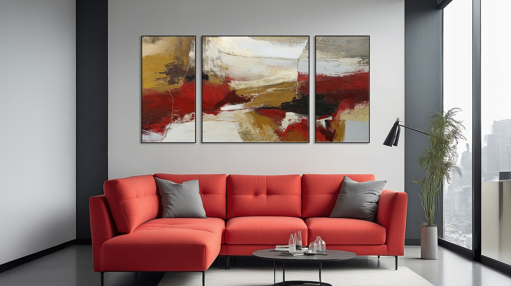 VIBRANT ABSTRACT ART ON CANVAS SLEEK BLACK FRAME-116648-A