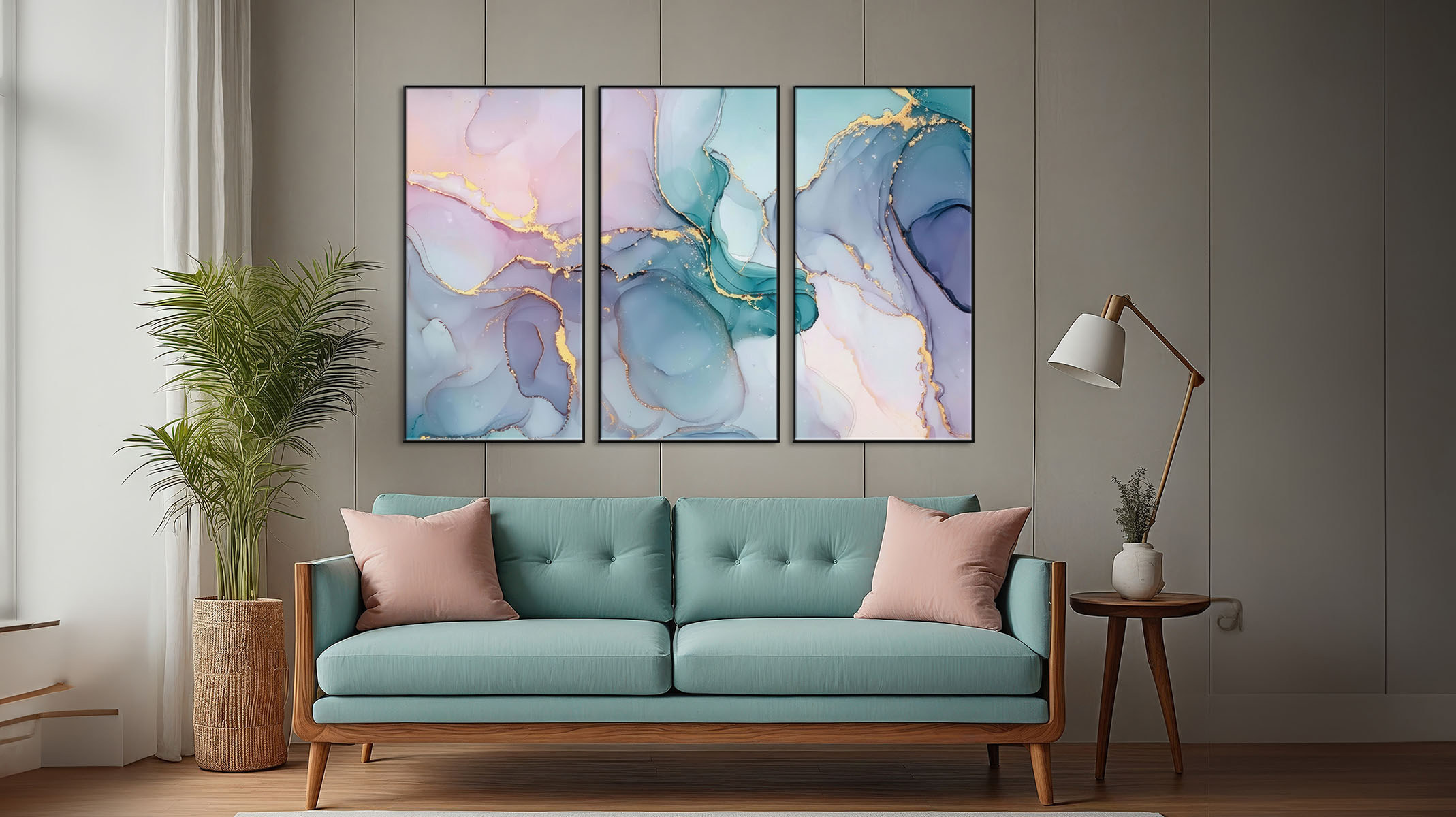 ARTISTIC ABSTRACT ART ON CANVAS SLEEK BLACK FRAME-116652-A