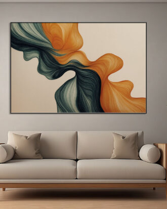 MINIMAL ABSTRACT ART ON CANVAS SLEEK BLACK FRAME-116653-A