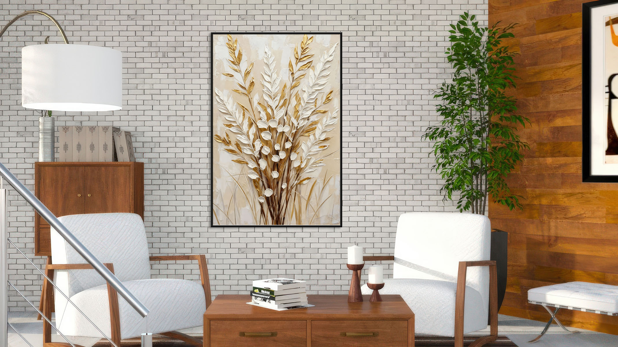 TRENDY ABSTRACT ART ON CANVAS SLEEK BLACK FRAME-116605-B