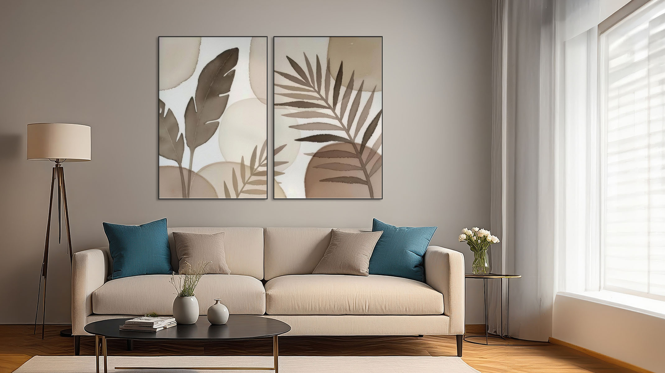 MINIMAL ABSTRACT ART ON CANVAS SLEEK BLACK FRAME-116634-A