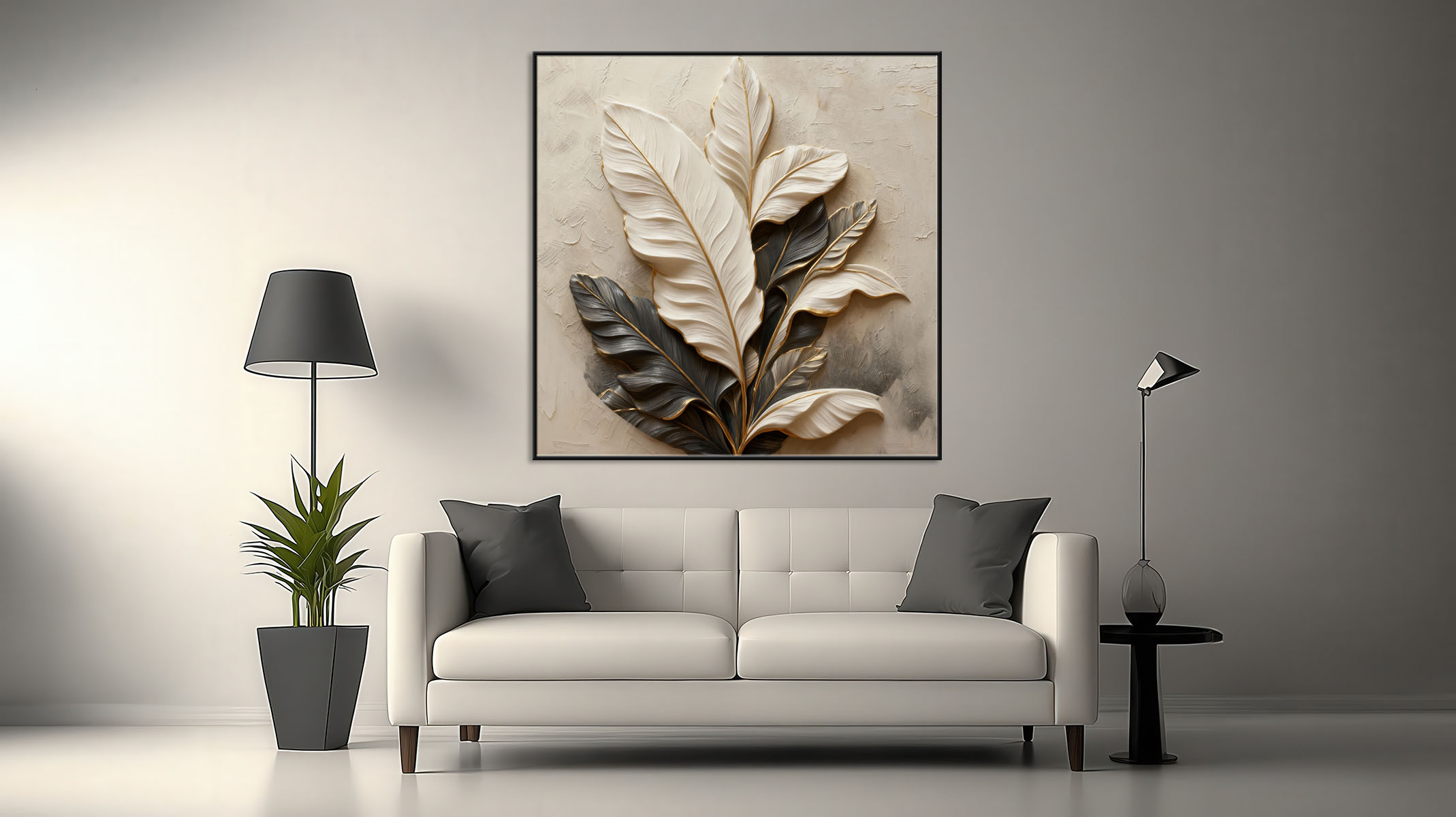 ELEGANT ABSTRACT ART CANVAS PRINT SLEEK BLACK FRAME-116643-B