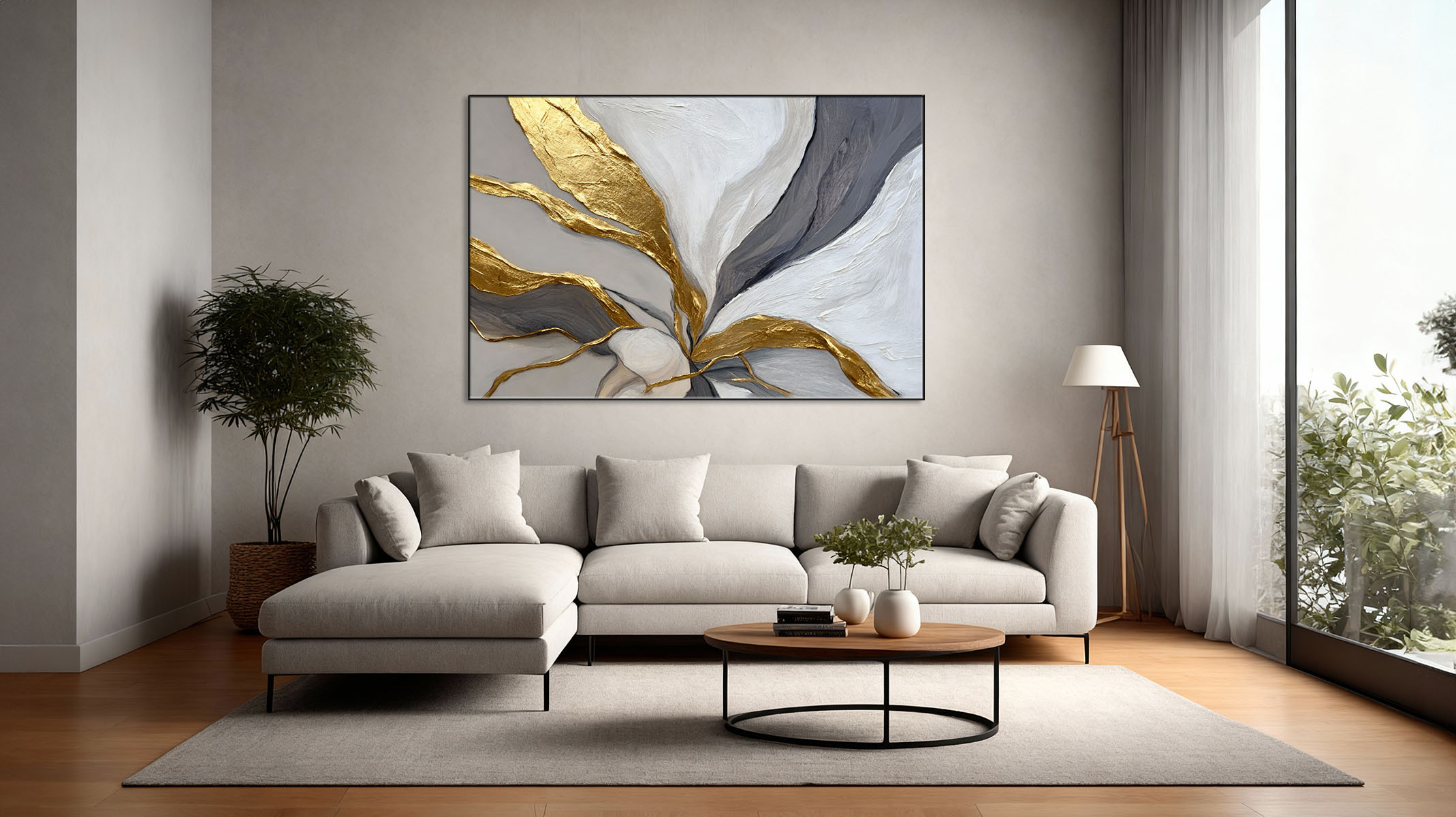 FLAWLESS ABSTRACT ART ON CANVAS SLEEK BLACK FRAME-116654-A