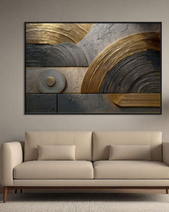 UNIQUE ABSTRACT ART ON CANVAS SLEEK BLACK FRAME-116655-A