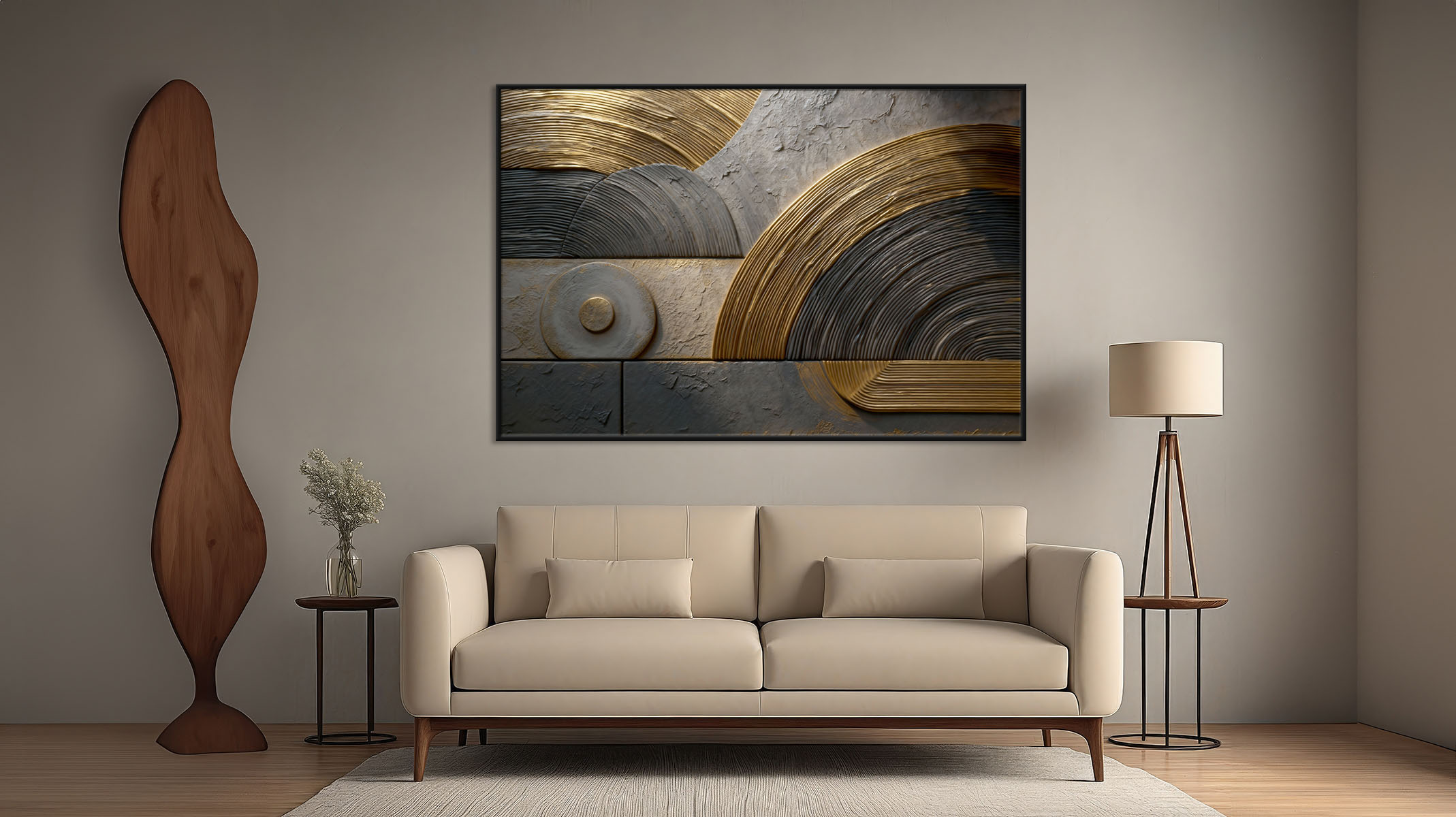 UNIQUE ABSTRACT ART ON CANVAS SLEEK BLACK FRAME-116655-A