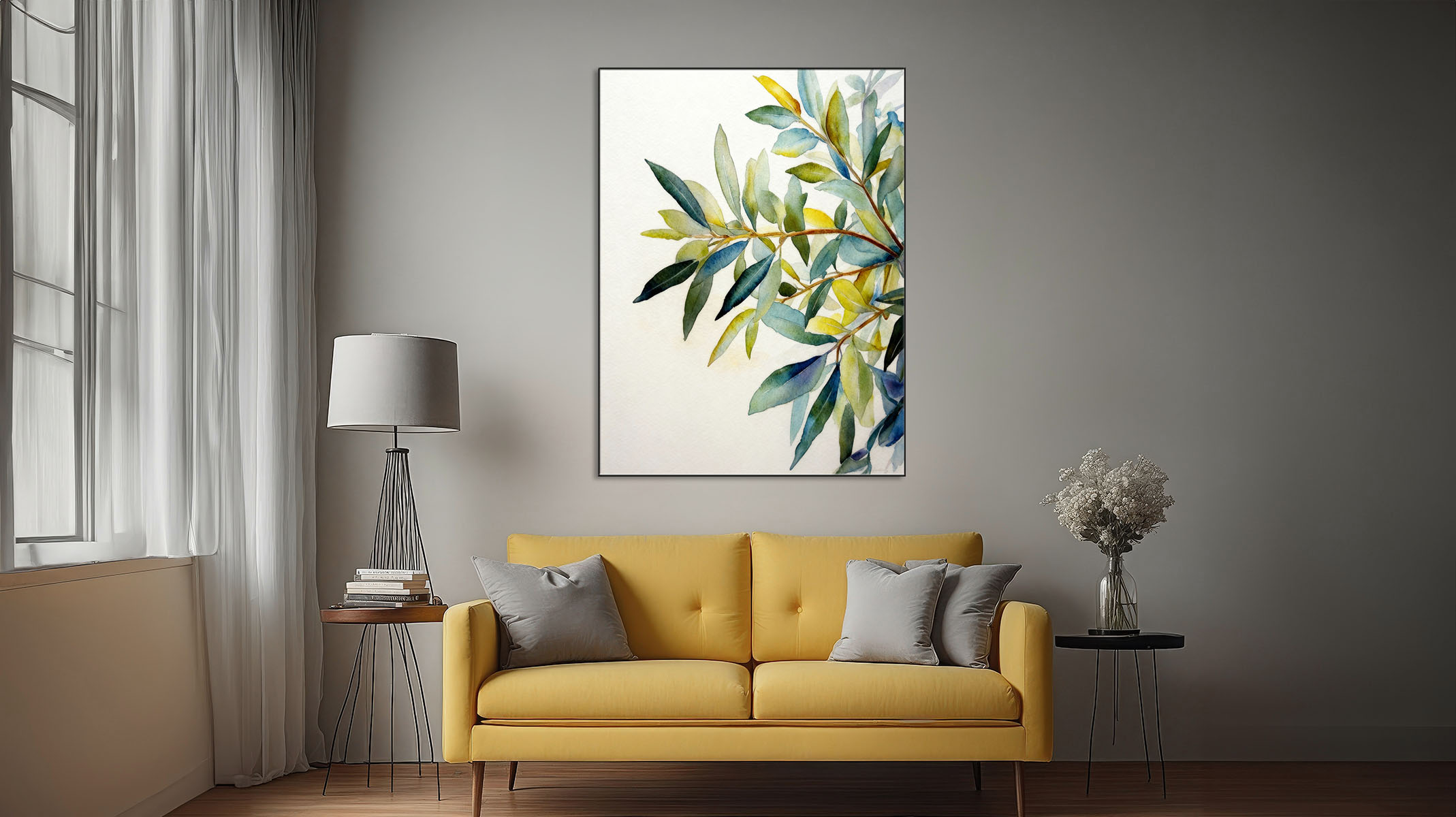 SUBTLE ABSTRACT ART ON CANVAS SLEEK BLACK FRAME-116656-A