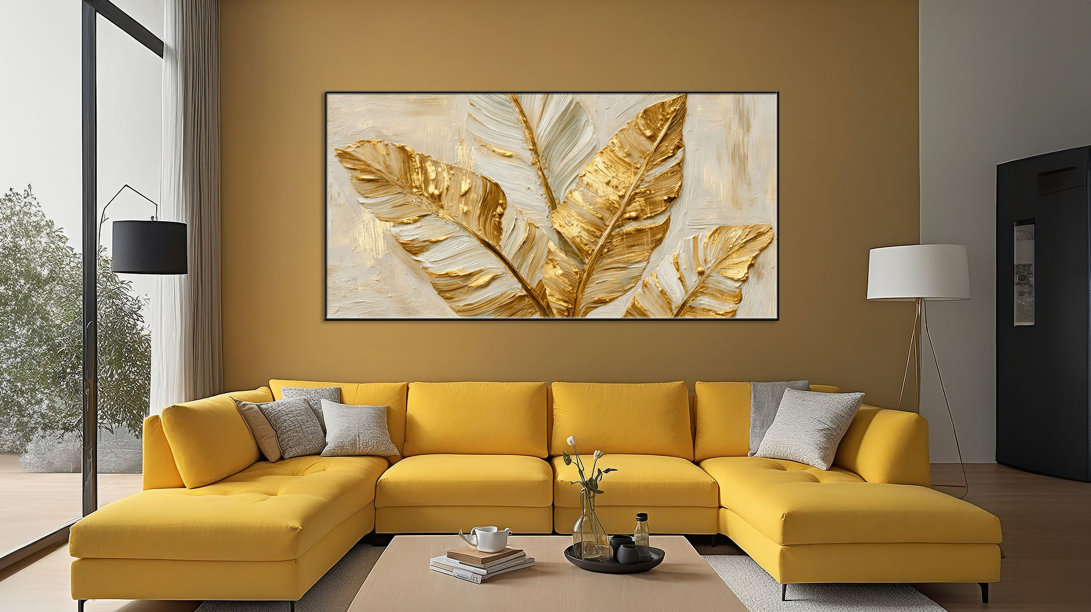 ELEGANT ABSTRACT ART ON CANVAS SLEEK BLACK FRAME-116649-B