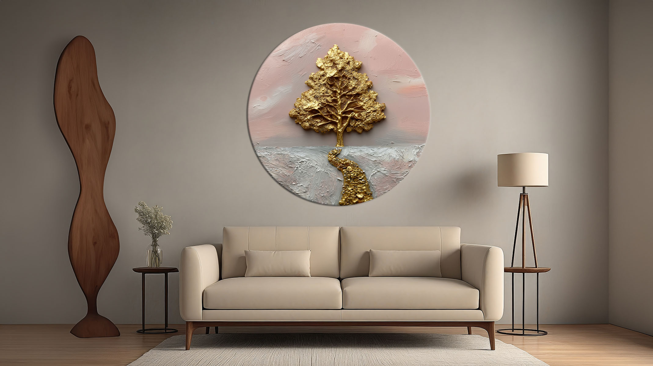 ROUND ABSTRACT CANVAS PRINT STRETCHED FRAME-116655-B