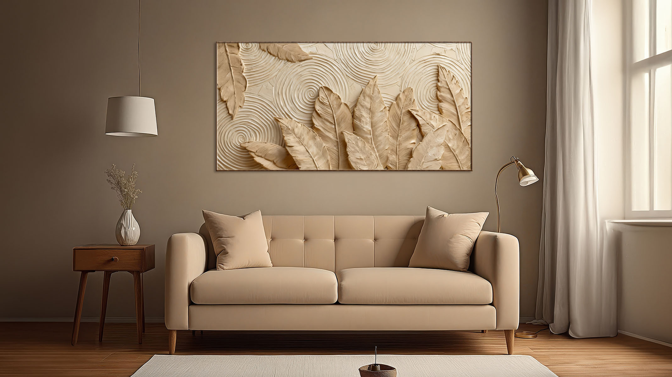 EXCELLENT ABSTRACT ART ON CANVAS WOOD FINISH FRAME-116642-D