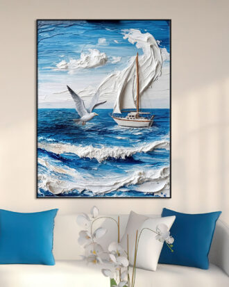 REFINED ABSTRACT ART ON CANVAS SLEEK BLACK FRAME-116612-B