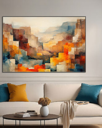 SUPERB ABSTRACT ART ON CANVAS SLEEK BLACK FRAME-116635-C