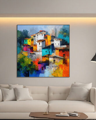 VIBRANT ABSTRACT ART ON CANVAS SLEEK BLACK FRAME-116661-A