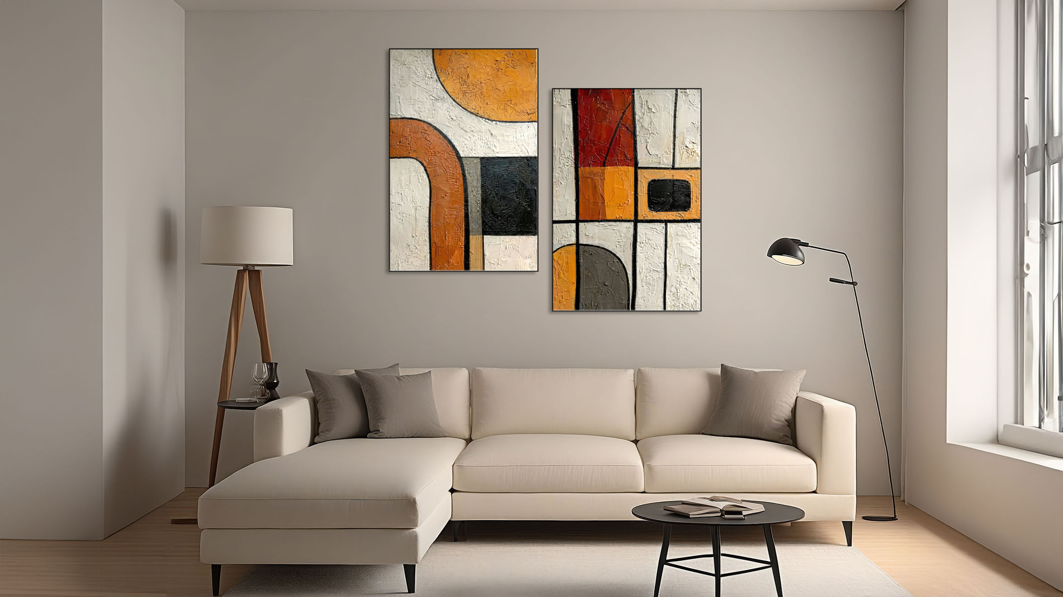 BEAUTIFUL ABSTRACT ART ON CANVAS SLEEK BLACK FRAME-116662-A