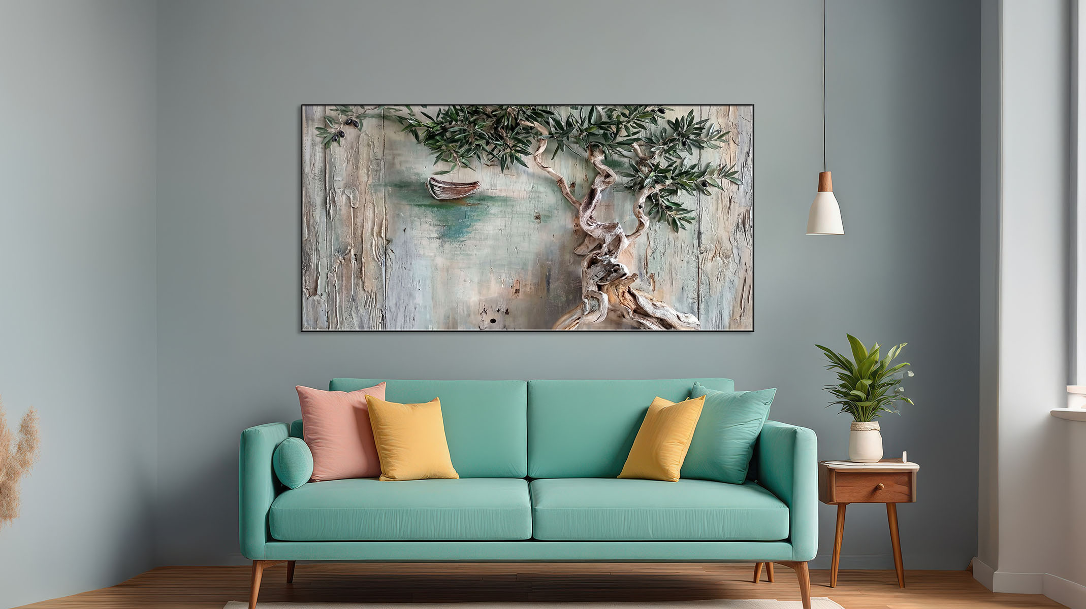 UNIQUE ABSTRACT ART ON CANVAS SLEEK BLACK FRAME-116632-B